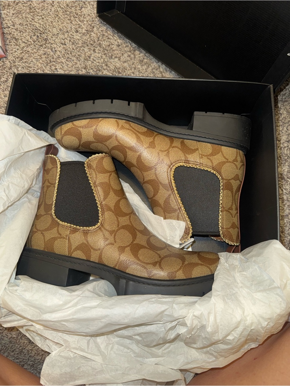 Coach Brown Signature Chelsea Ankle Boots